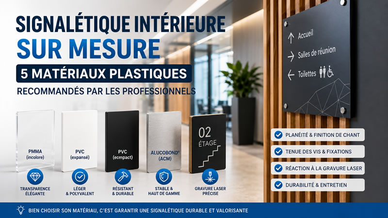Signalétique intérieure sur mesure : 5 matériaux plastiques recommandés par les professionnels